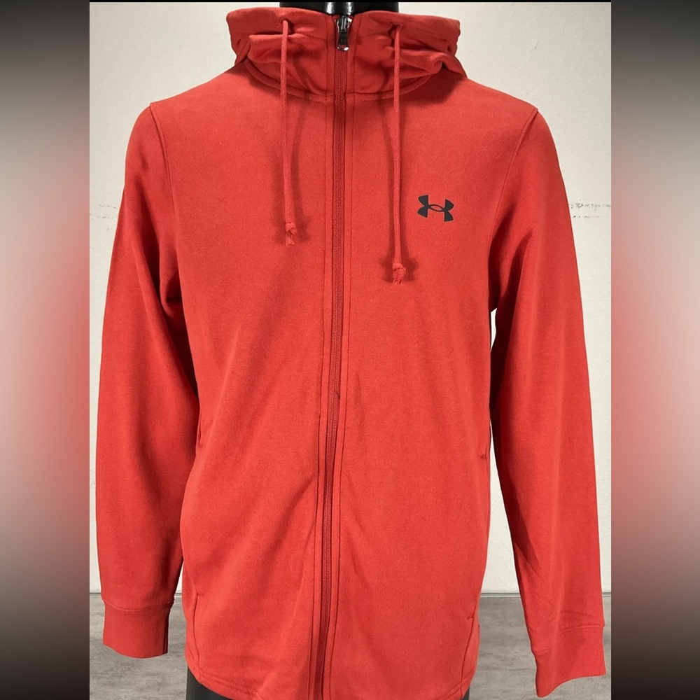 Under Armour Rival Terry Long Sleeve Full Zip Hoodie Sweatshirt Sz S Orange